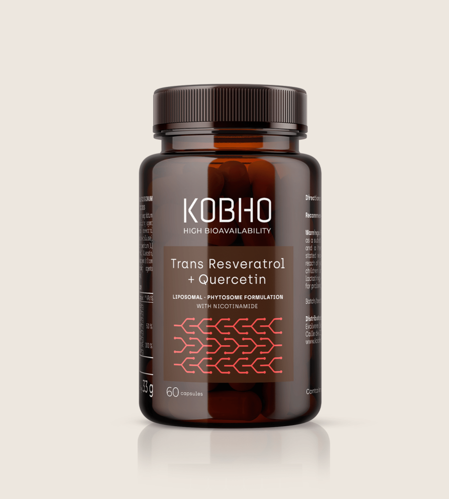 Kobho Labs Trans-Resveratrol + Quercetina 60 caps | La Fórmula Maestra para un Envejecimiento Saludable